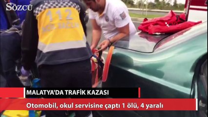 Malatya’da otomobil öğrenci servisine çarptı
