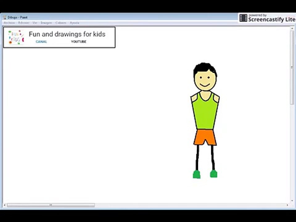 Dibujar Chico haciendo gimnasia-pesas con animacion y bonita melodia infantil