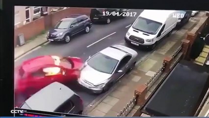 Driver Smashes Into Parked Cars Before Running Away