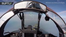 Una GoPro filma a cazas rusos volando antes de ejercicios militares en la región de Leningrado
