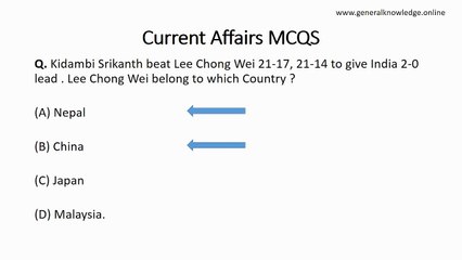 Current Affairs MCQS 9th April 2018