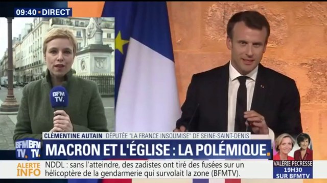 Discours de Macron devant les évêques: Une faute politique, un mélange des genres dangereux , pour Clémentine Autain (FI)