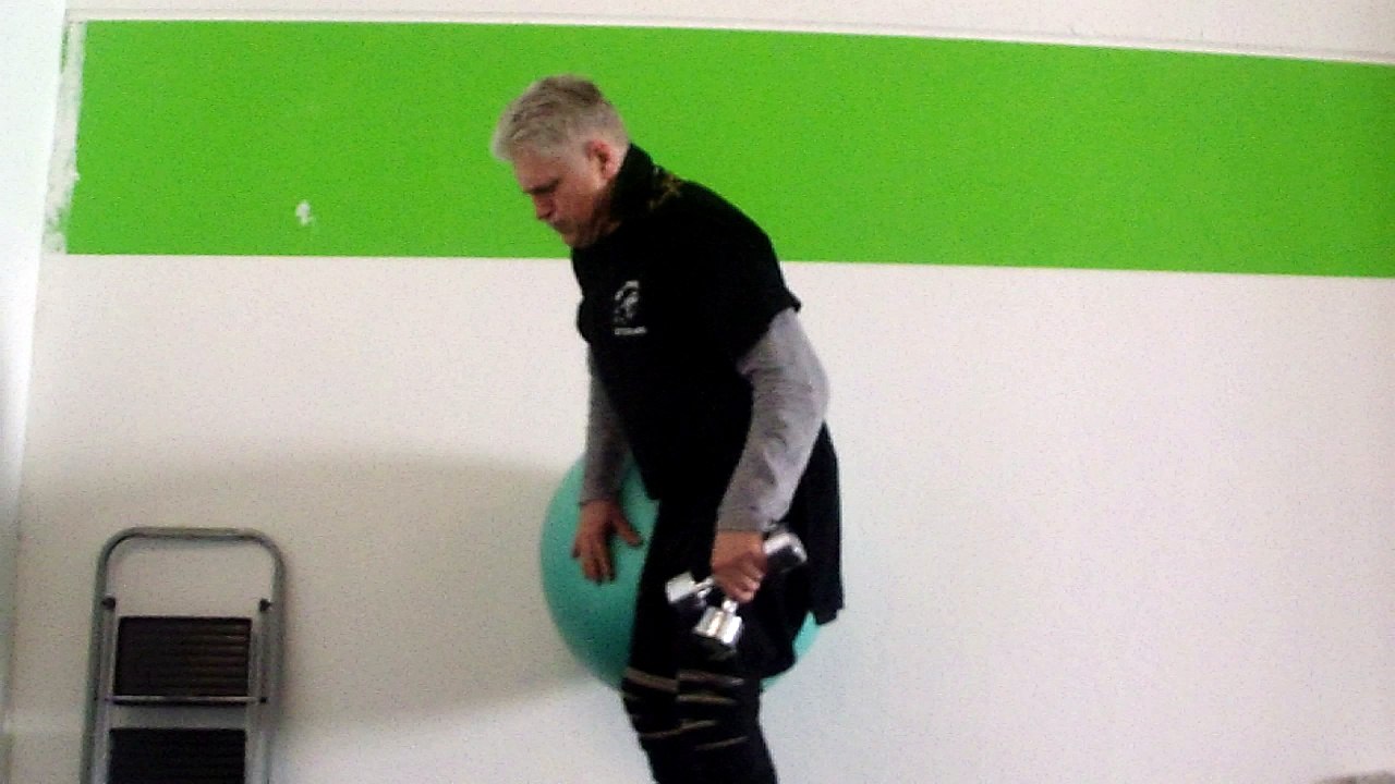 Wandkniebeugen mit Gym - Ball