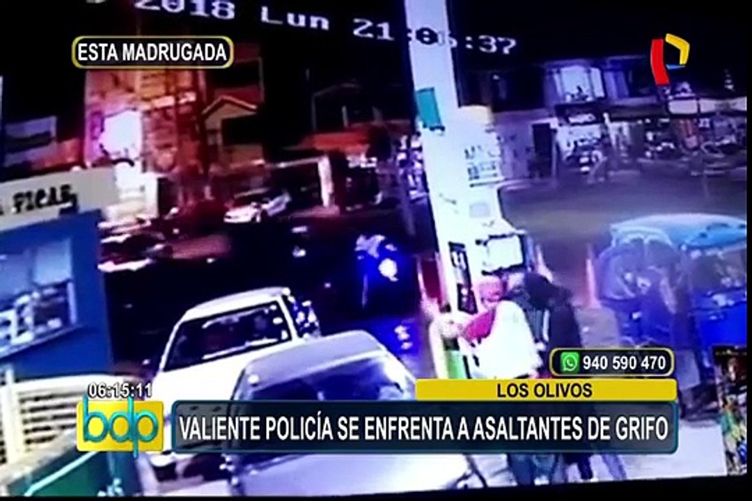 Los Olivos: policía se enfrenta a delincuentes para evitar asalto en grifo