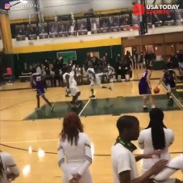 Baller shows off insane hops with putback dunk