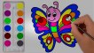 How to Draw Butterfly Coloring Pages - Art Colours for Kids - Learn Colors vides 4k | Educational child channel