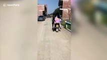 Chinese man caught carrying 6 children on motorbike