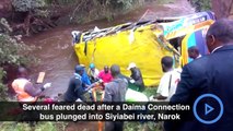 Several feared dead after a bus plunged into a river along the Narok-Mai Mahiu road