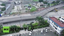 Dron graba cómo quedó puente en Guayaquil tras terremoto de 7,8