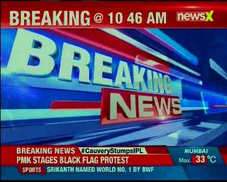 Pattali Makkal Katchi party initiated black flag protest on Cauvery issue in Chennai