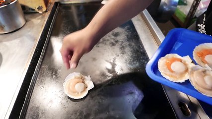 Taiwanese Street Food - Fresh King Scallops  扇貝王  キングホタテ  왕 가리비