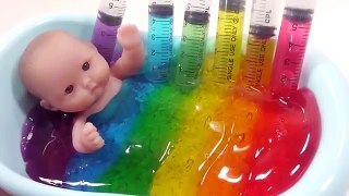 Baby Doll Bath Time Slime Learn Colors Ice Cream Play Doh Toy Surprise Toys