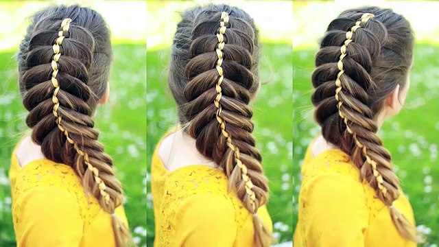 How to Dutch Fishtail Braid with Ribbon | Ribbon Braids | Braidsandstyles12