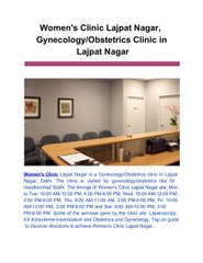 Women's Clinic Lajpat Nagar, Gynecology/Obstetrics Clinic in Lajpat Nagar