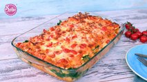 Lasagne mit Spinat und Lachs in Tomatenrahmsoße / Lieblingslasagne