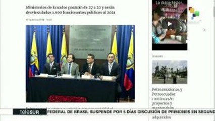 Anuncia gobierno ecuatoriano plan de reducción de ministerios