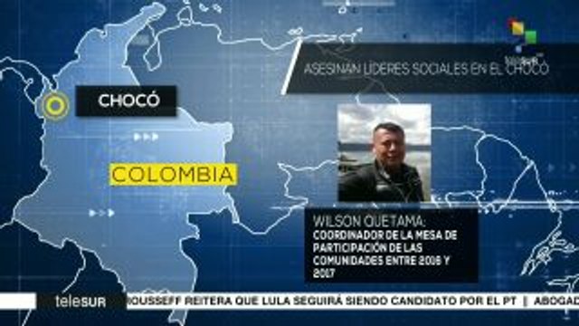 Colombia: asesinan a otros dos líderes sociales en Chocó