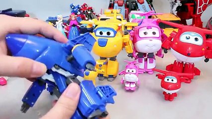 Plane Super Wings Airplane Transformers & Baby Doll with Trucks Surprise Eggs Toys