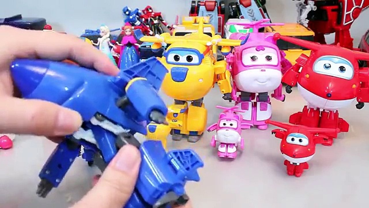 Plane Super Wings Airplane Transformers & Baby Doll with Trucks Surprise Eggs Toys