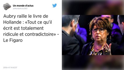 Martine Aubry juge le livre de François Hollande "attristant".