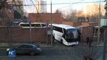 Buses believed to be carrying expelled diplomats have departed from the U.S. Embassy in Moscow on Thursday morning, following the Kremlin's April 5 deadline for
