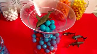 SHARK TOYS-Children Learning Fun SEA ANIMALS-Gumball COLORS Candy Shark Toy Surprise-Shark in Water