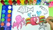 Drawing Animal Sea Fish Octopus Prawn Crab Learning Number Learning Colors Coloring Pages For Kids