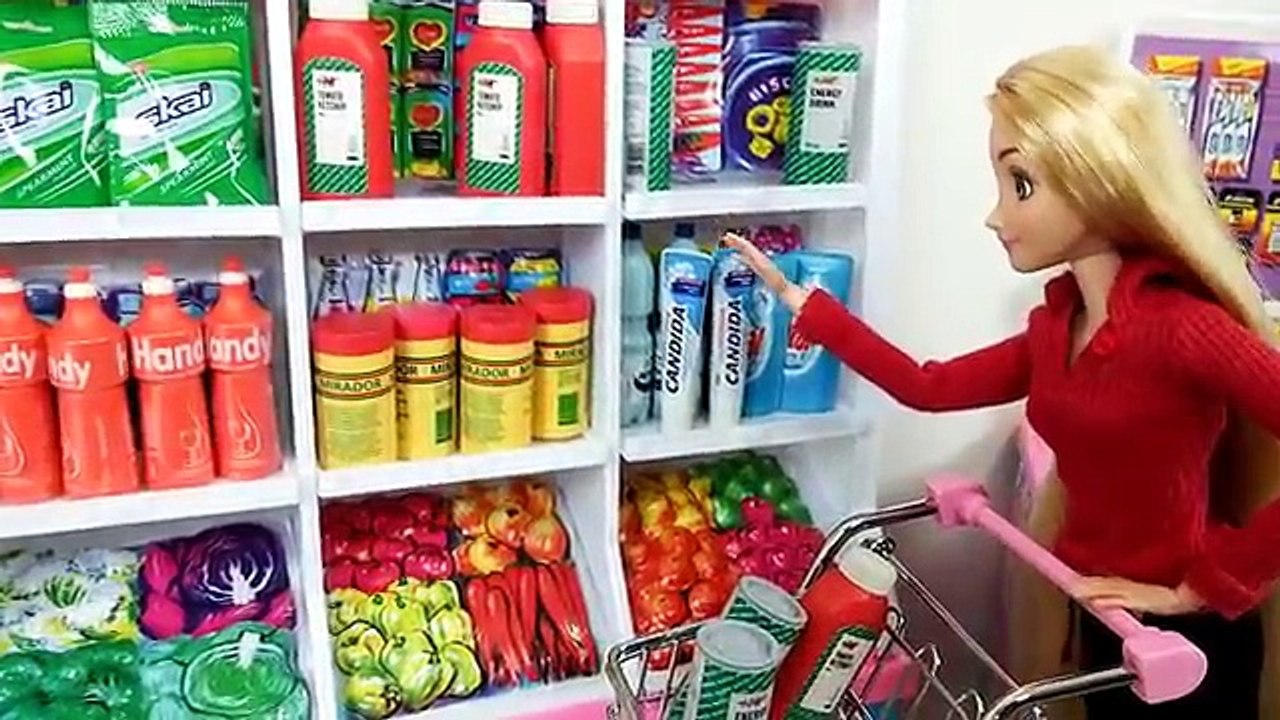 Prenses Rapunzel Elsa Anna Barbie bebek Süpermarket Bakkal oyuncak