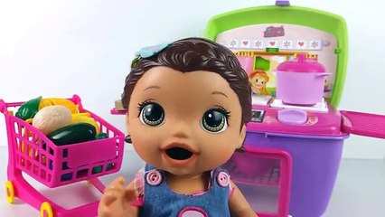 BABY ALIVE LILI COMENDO MINGAU DE MILHO VERDE TOY CUTTING FRUITS VELCRO