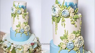 Blue Peony buttercream wedding cake tutorial - American Cake Decorating Magazine - relaxing