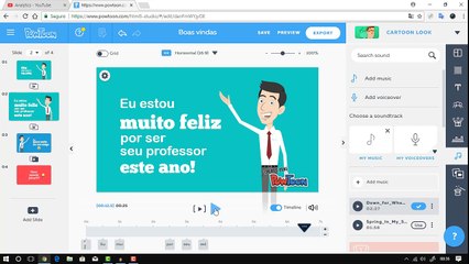 AULA 6 | CURSO DE POWTOON | Editando áudio:  inserindo fundo musical e narração no PowToon