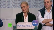 Discursos de Podemos y el PP tras los primeros resultados de las elecciones