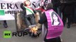 Queman a 'Peña Nieto' y dispersan a manifestantes en Ciudad Juárez