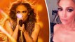 Jennifer Lopez flashes cleavage in Vegas after beau Alex Rodriguez gushes about their romance.