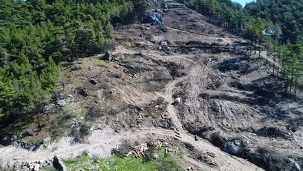 Zeytinköy orman yangınının izleri siliniyor...Çalışmalar havadan görüntülendi
