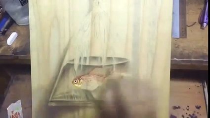 Peinture réaliste d'un poisson rouge