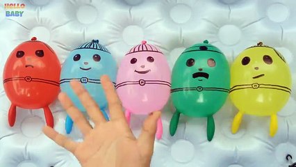5 Wet Balloons Faces - TOP Learn Colours Water Balloon Finger Nursery Compilation