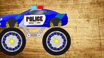 Monster Truck Police Car - Puzzles for Kids Learn Colors & Numbers Education Game Video for Children