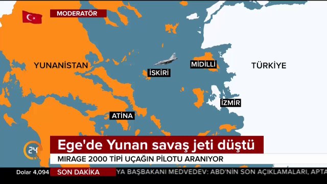 Ege'de Yunan savaş jeti düştü