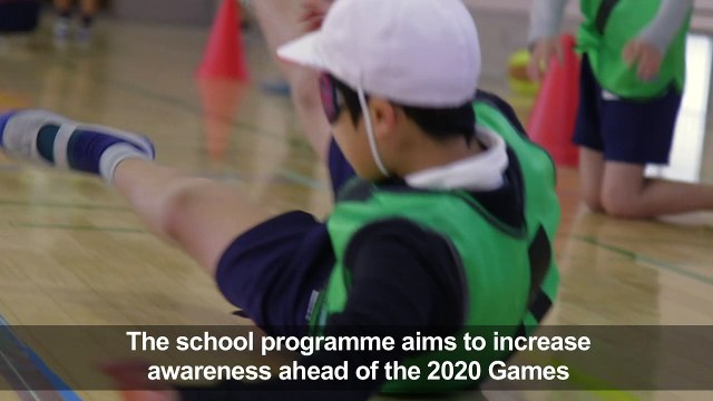 Blindfolds help Tokyo pupils experience Paralympian obstacles