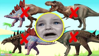 Tyrannosaurus Wrong Heads Dinosaurs! Match Up Game Learn Dinosaur Stegosaurus Rex Crying baby 공룡퍼즐