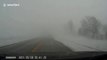 Dashcam captures truck nearly hitting van head-on during blinding snowstorm