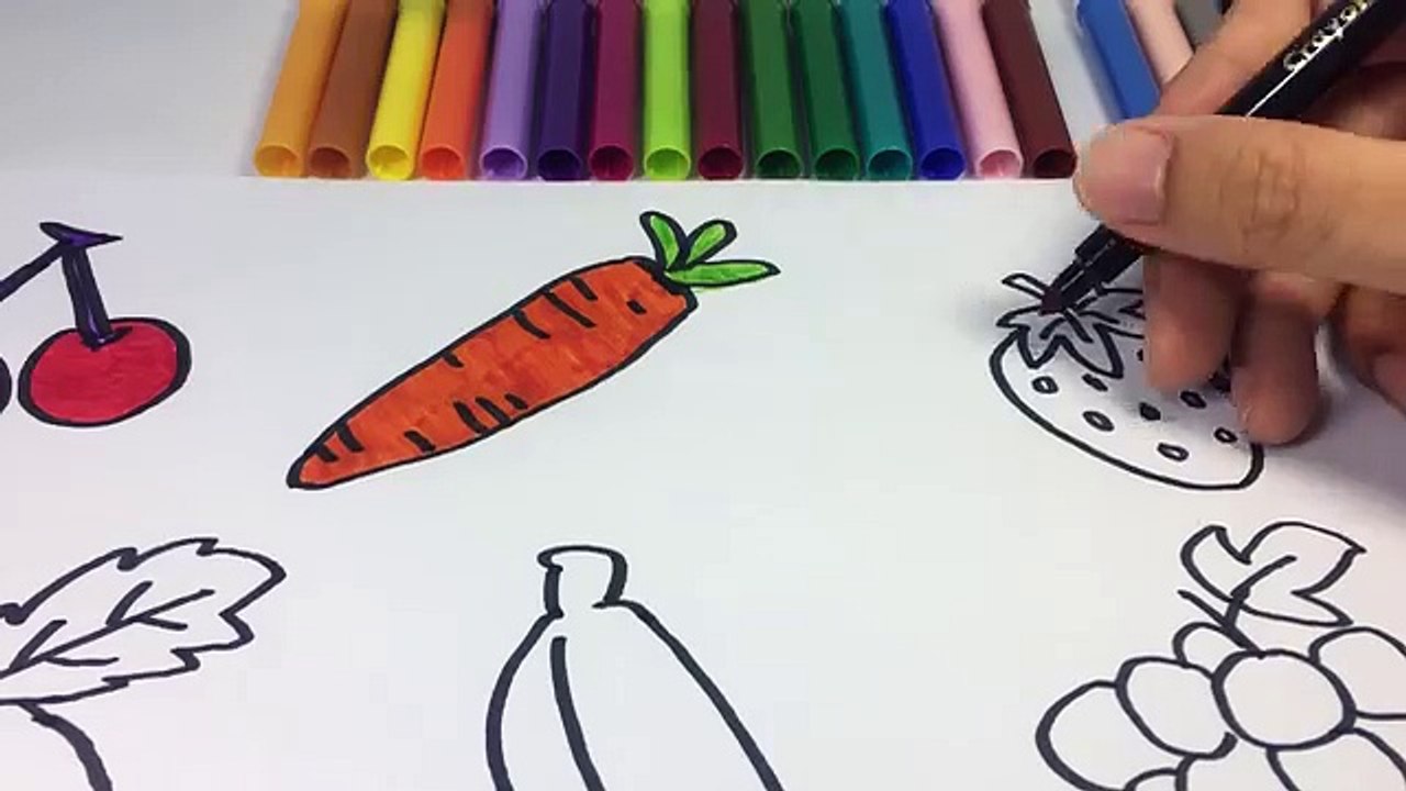 How to Drawing and Coloring Fruits - Learn Draw and Colouring Fruits for Kids