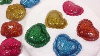 How To Make Glitter Colors Foam Clay Mini Heart Slime Learn Colors DIY 반짝이 미니하트 액체괴물 폼클레이 만들기