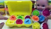 Shape Sorting Eggs with Baby Doll and Play-doh Learn Colours and Shapes
