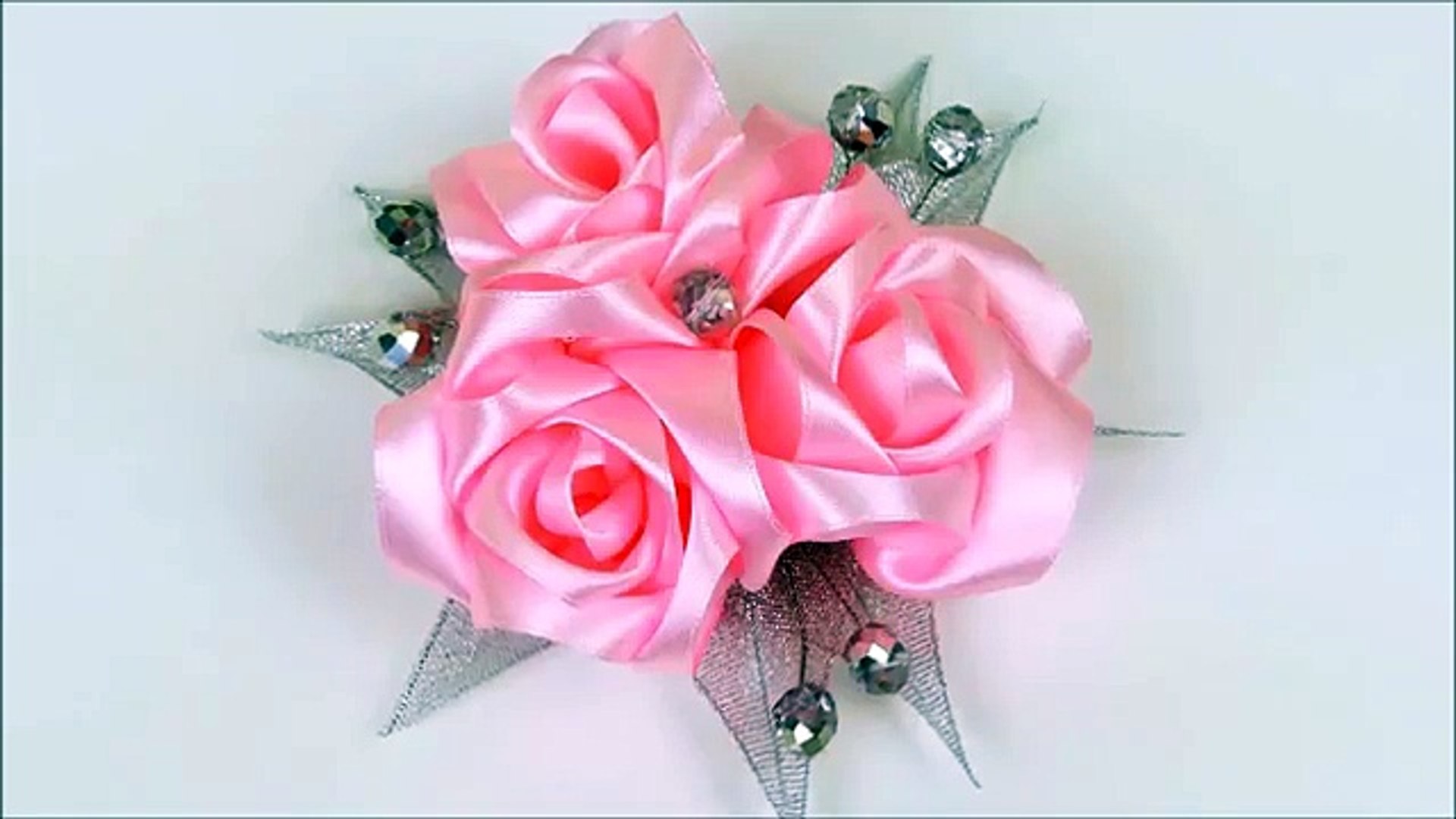 How to make ribbon roses hair clip I DIY Flower Hairclip I Kanzashi flowers  - video Dailymotion