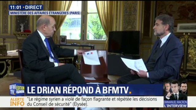 Frappes en Syrie: “Il n’y a pas de doute sur le sujet, il y a eu une attaque chimique [dans la Ghouta]” affirme Jean-Yves Le Drian