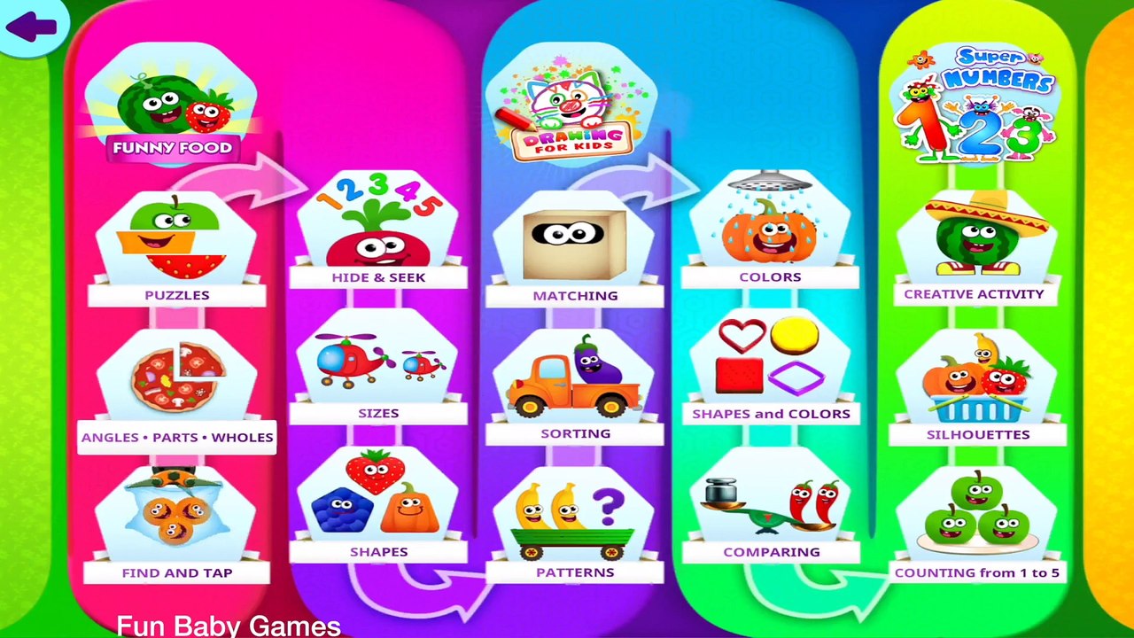 Fun Food 2 LEARNING Games - Learn Color Shapes & Match Numbers - Best Childrens Program