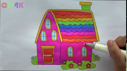 Rainbow House Colorful Coloring | How to Draw House Colours Children Drawing Cp-4K | Educational child channel
