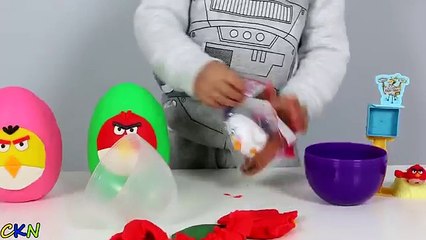 Скачать видео: McDonalds Happy Meal Toys Angry Birds Play-Doh Surprise Eggs Opening Fun With Ckn Toys